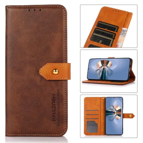 Para Motorola Edge X30 Khazneh Doble Color Cowhide Texture Flip Leather Funda telefónica (Marrón)