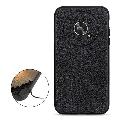 Para Honor X30 / X40 GT Funda de teléfono a prueba de golpes de cuero genuino con textura de Litchi con orificio preciso (Negro)