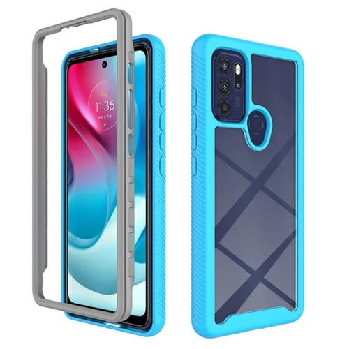 Para Motorola Moto G60s Starry Sky Solid Color Series PC + TPU Funda telefónica (azul claro)
