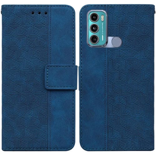 Para Motorola Moto G60 / g40 fusión geométrica en relieve estuche de cuero en relieve (azul)