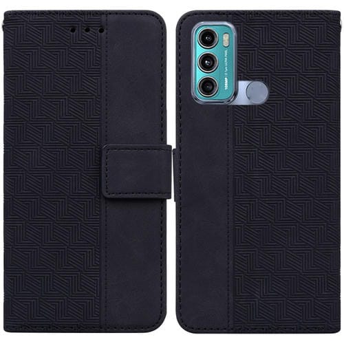 Para Motorola Moto G60 / G40 fusión geométrica geométrica caja de cuero en relieve (negro)