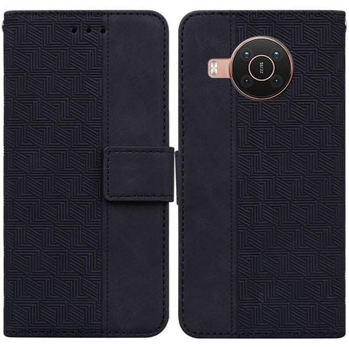 Para NOKIA X10 / X20 Funda de cuero en relieve geométrico (negro)