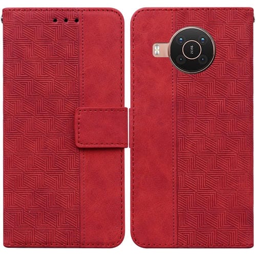 Para Nokia X10 / X20 Funda de cuero geométrico en relieve (rojo)