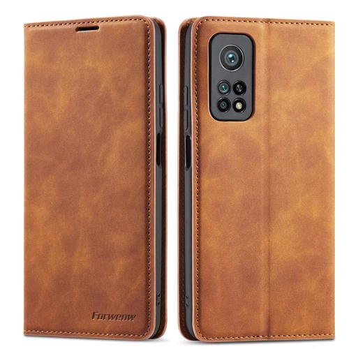 Para Xiaomi Redmi Note 11 4G Global Forwenw Dream Series Borde de aceite Fuerte Magnetismo de cuero Funda telefónica (marrón)