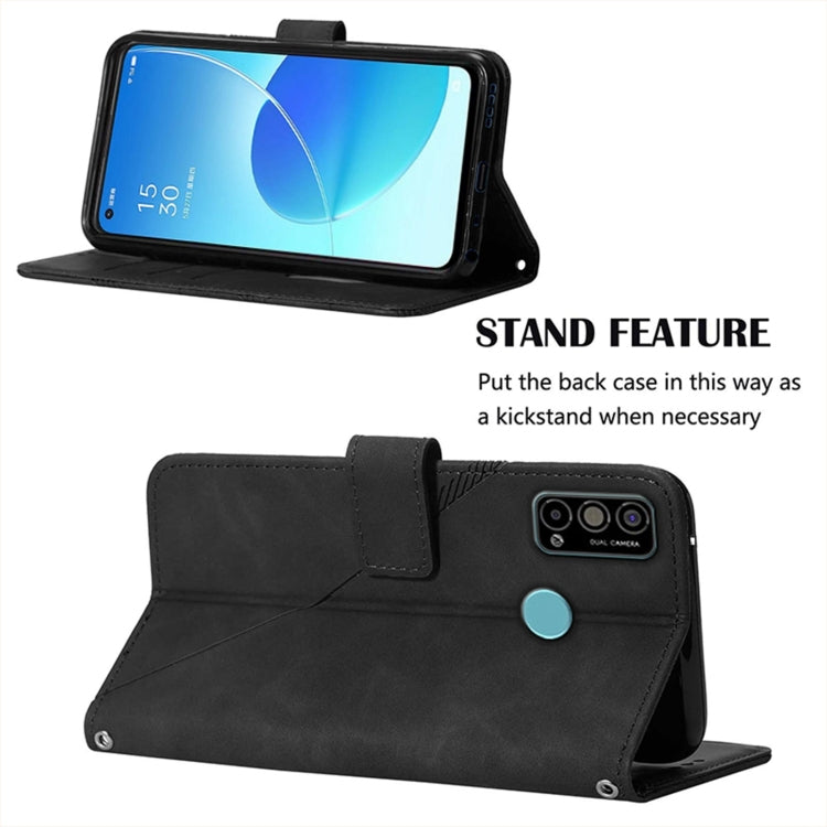 Funda Telefónica de Cuero para Tecno Spark Go 2021 Crossbody 3D En Relieve (Negro)