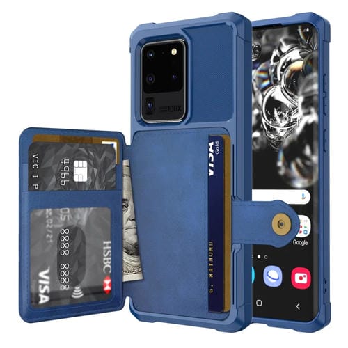 Para Samsung Galaxy S20 Bolsa de Tarjeta Magnética Ultra Magnética Funda telefónica de cuero (azul marino)