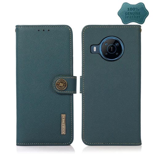 Para Nokia X100 Khazneh Custer Case RFID de cuero genuino (verde)