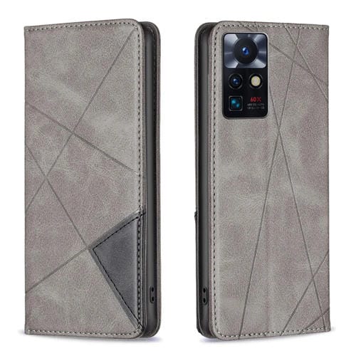 Para infinix cero x estuche de teléfono de cuero magnético invisible neo prismático (gris)