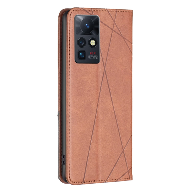 Para infinix cero x / x pro prismático funda de teléfono de cuero magnético invisible (marrón)