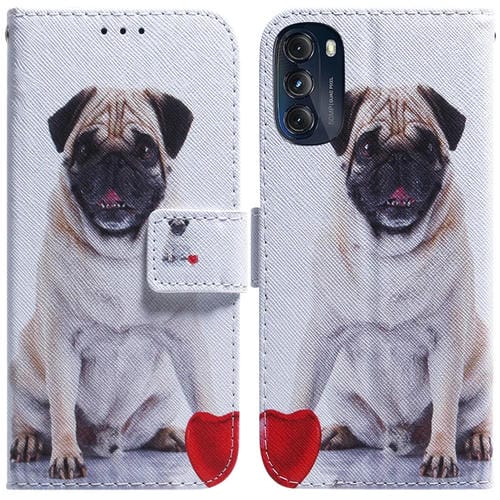 Funda de Cuero para Motorola Moto G 2022 con Dibujo de Pug (Color)