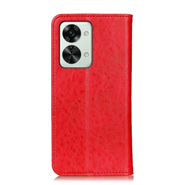 Funda OnePlus Nord 2T Magnetic Crazy Horse Texture Horizontal Flip Leather Case (Rojo)