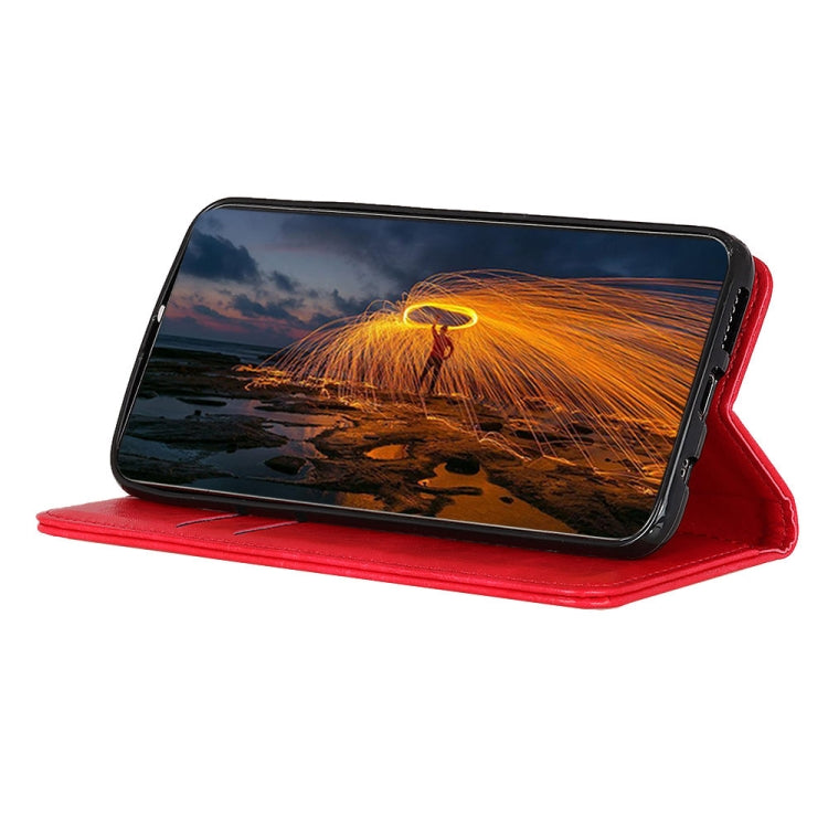 Funda OnePlus Nord 2T Magnetic Crazy Horse Texture Horizontal Flip Leather Case (Rojo)