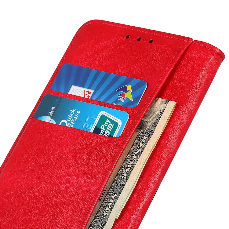 Funda OnePlus Nord 2T Magnetic Crazy Horse Texture Horizontal Flip Leather Case (Rojo)