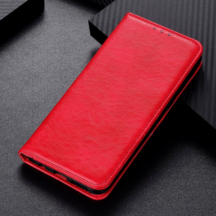 Funda OnePlus Nord 2T Magnetic Crazy Horse Texture Horizontal Flip Leather Case (Rojo)