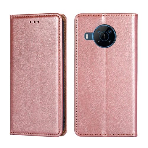 Para Nokia X100 Glossil Color sólido Caja de cuero magnético de cuero (oro rosa)