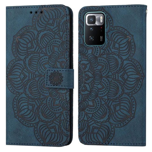 Para Xiaomi Redmi Note 10 Pro 5G Mandala Flip Flip Leather Case (azul)