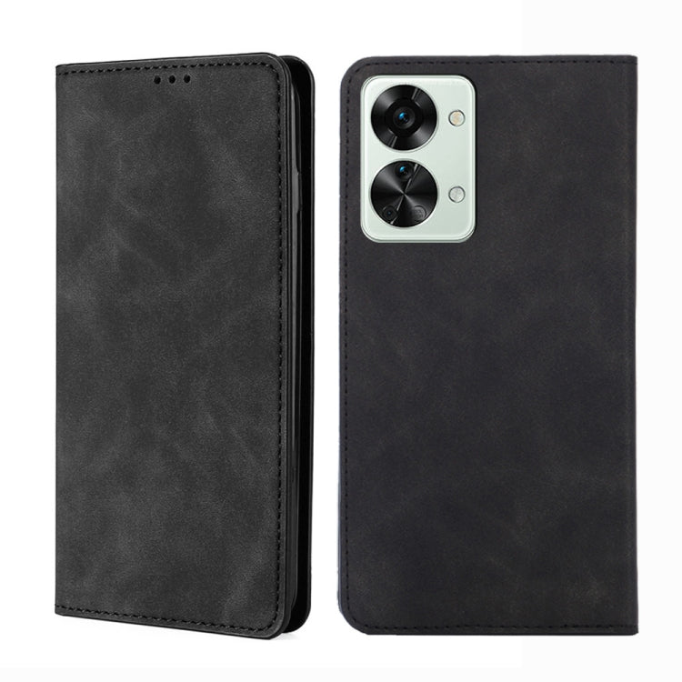Funda OnePlus Nord 2T Skin Feel Flip Horizontal Magnética de Cuero (Negro)