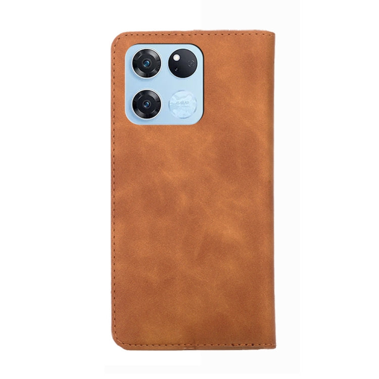 Funda para OnePlus Ace Racing Skin Feel Flip Horizontal Magnética de Cuero (Marrón Claro)