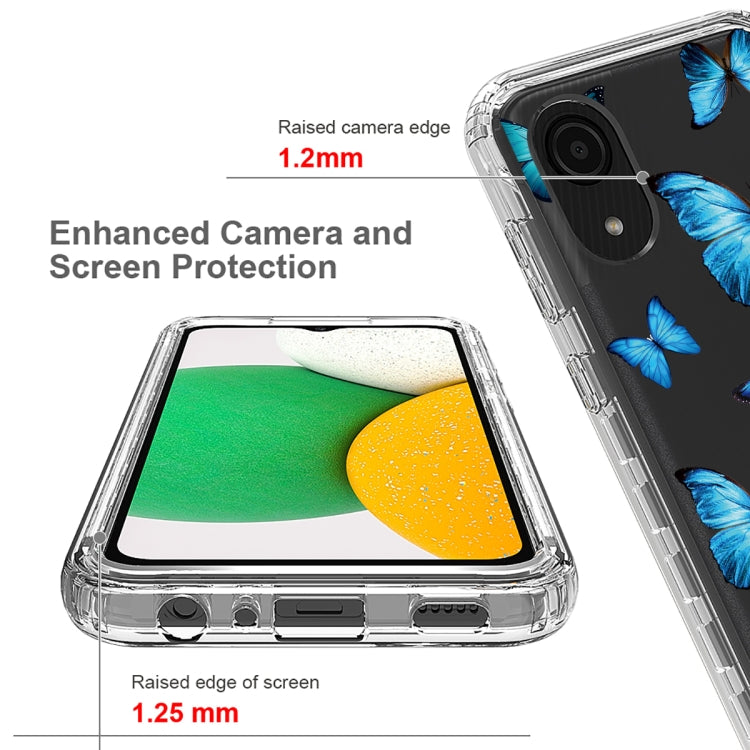 Para Samsung Galaxy A03 Core PC + TPU Estuche para teléfono pintado transparente (mariposas azules)