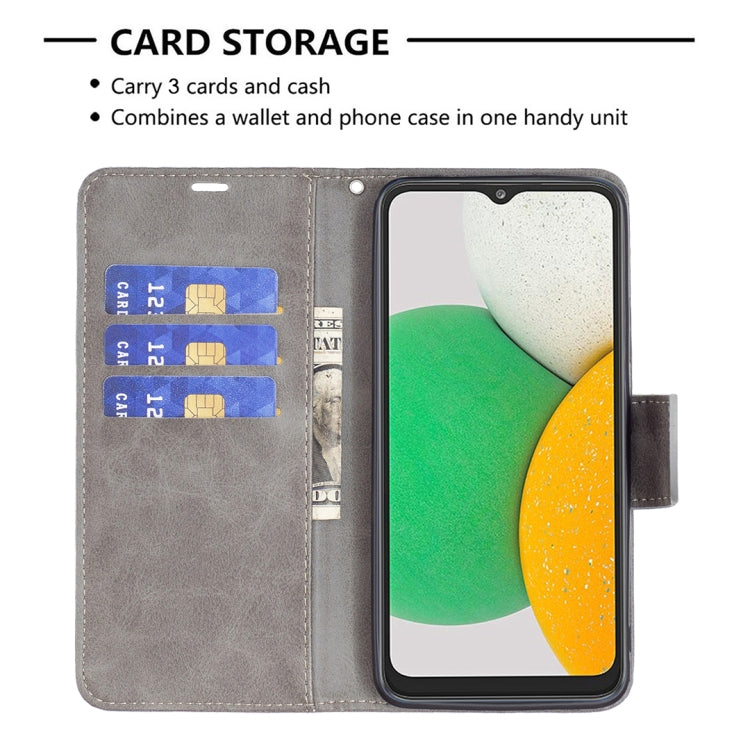 Para Samsung Galaxy A03 Core Retro Lambskin Texture Cuero Case (gris)