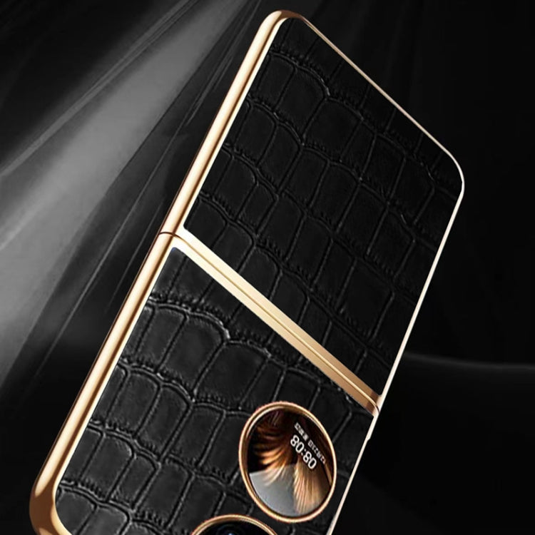 Funda de Bolsillo para Huawei P50 de Cuero Genuino Textura Plegable (Verde)