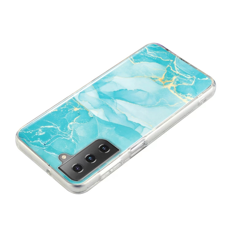 Para Samsung Galaxy S21 FE 5G IMD Marble Pattern TPU Phone Case (Verde)