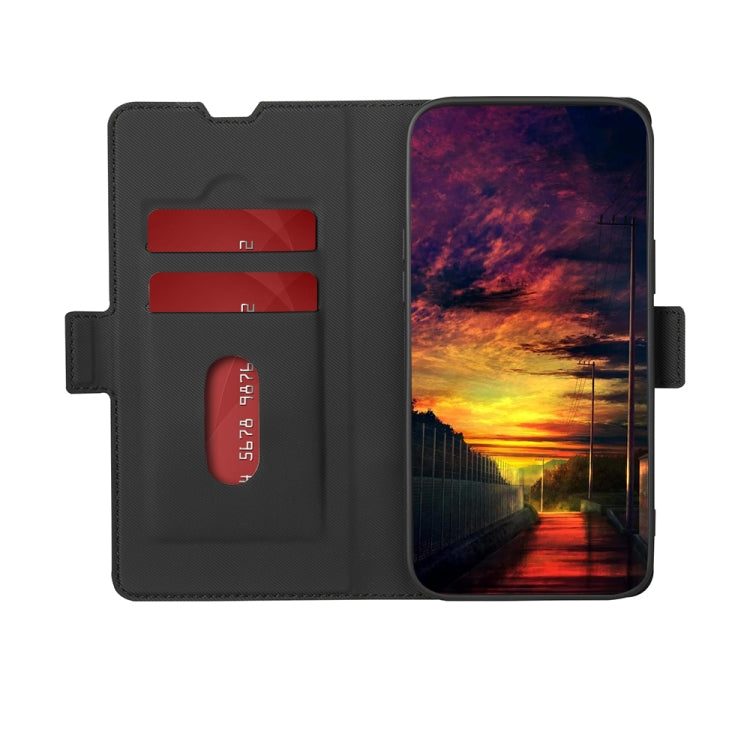 Funda de Cuero para OnePlus Nord 2T con Textura Twill y Botones Laterales (Negro)