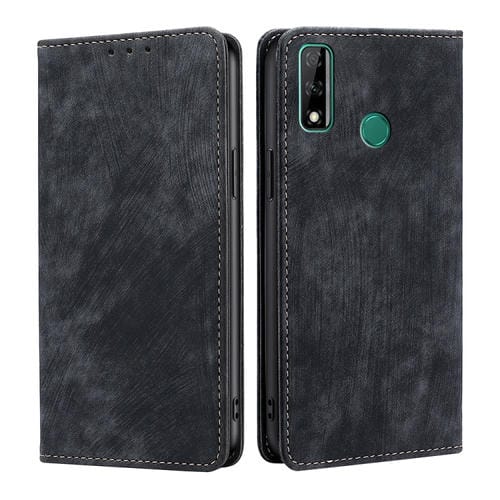 Funda de Cuero Magnética para Huawei Y8S con RFID y Cepillo Antirrobo (Negro)