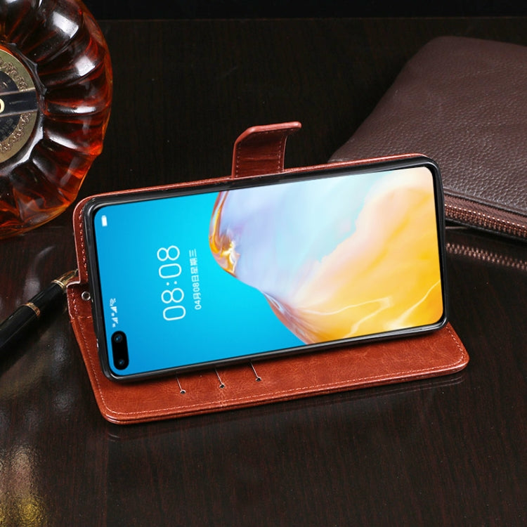 Para Huawei P40 idewei Crazy Horse Texture Funda de cuero con tapa horizontal con soporte, ranuras para tarjetas y billetera (blanco)
