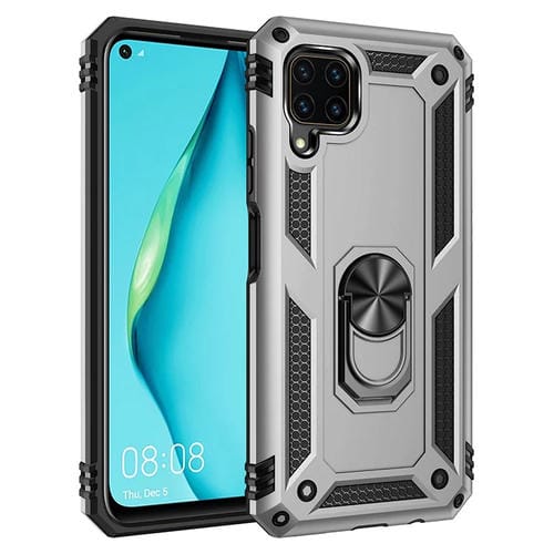 Para Huawei P40 Lite Funda protectora TPU + PC a prueba de golpes con soporte giratorio de 360 grados (plateado)