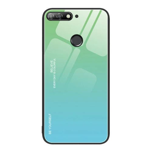 Para Huawei Enjoy 8e Estuche de vidrio de color degradado (verde cian)