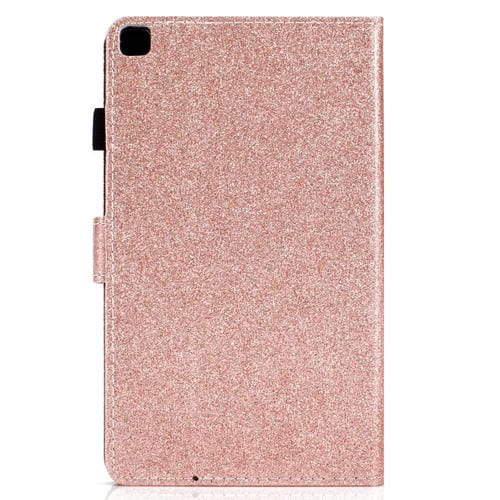 Estuche de Cuero Plano con Purpurina con Tapa para Bolígrafo Ranura para Tarjeta Hebilla Tira Antideslizante Soporte (Oro Rosa)