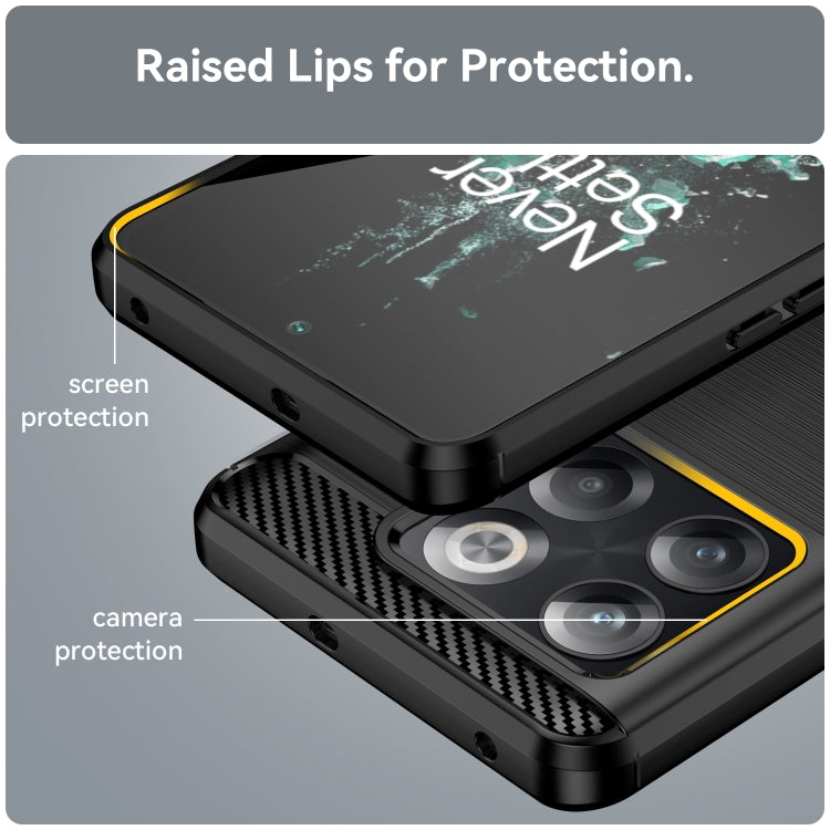 Funda de Teléfono TPU OnePlus 10T Fibra de Carbono Textura Cepillada (Negro)