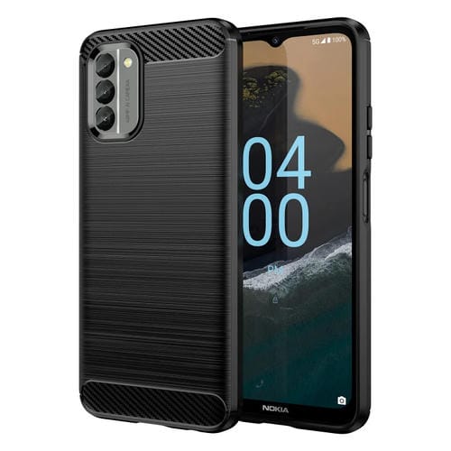 Para Nokia G400 5G Funda de teléfono TPU de fibra de carbono con textura cepillada (negro)