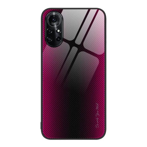 Para Huawei nova 8 Pro Texture Gradient Glass TPU Phone Case (Rose Red)