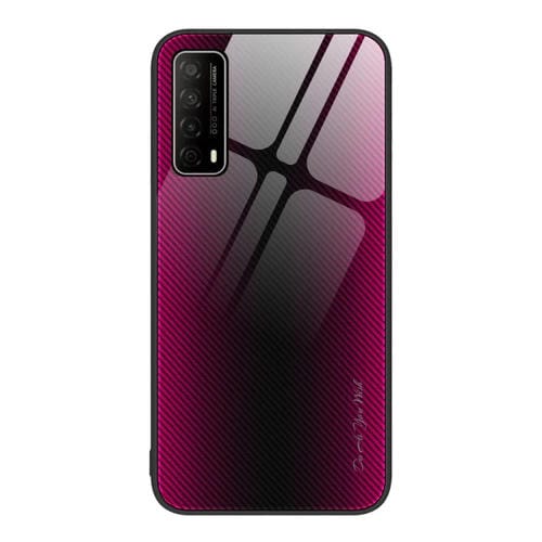 Para Huawei Enjoy 20 SE Textura Gradient Glass TPU Phone Case (Rose Red)