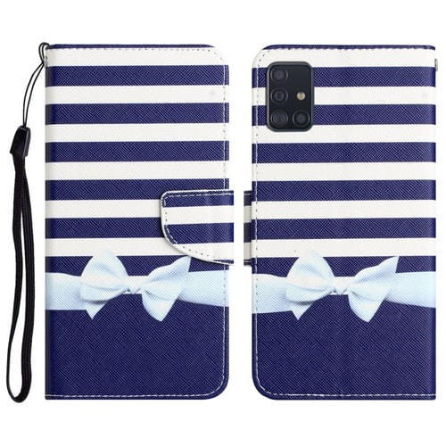 Para Samsung Galaxy A71 Estuche de teléfono de cuero con dibujo coloreado (nudo de lazo)