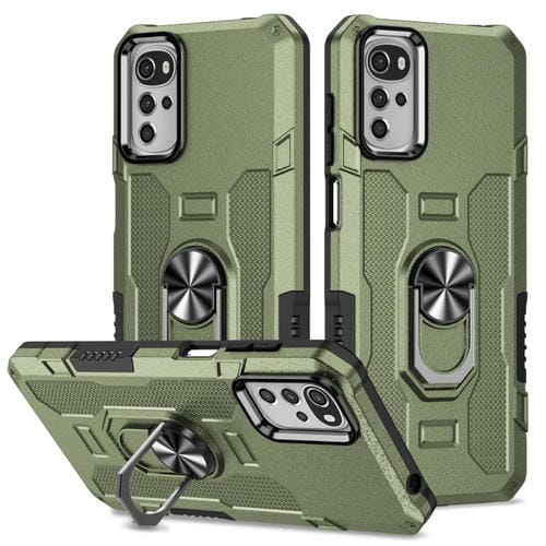 Para Motorola Moto G22 Ring Holder Armor Hybrid Phone Case (Verde)
