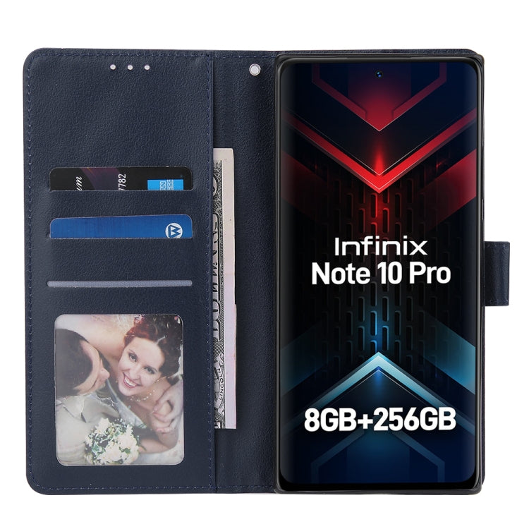 Estuche de Cuero para Infinix Note 10 Pro con Tapa Horizontal y 3 Ranuras para Tarjetas (Azul Marino)