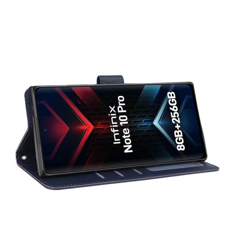 Estuche de Cuero para Infinix Note 10 Pro con Tapa Horizontal y 3 Ranuras para Tarjetas (Azul Marino)