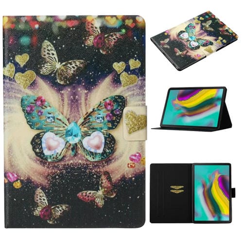 Funda de Cuero Galaxy Tab S6 T860 T865 con Soporte Ranura Tarjeta y Suspensión (Mariposas)