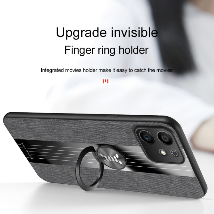 Para Honor Play6T Pro XINLI Funda de teléfono con textura de tela de costura TPU con soporte para anillo (marrón)