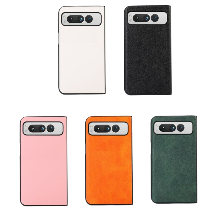 Para Google Pixel Fold Funda de teléfono PU con textura Litchi de dos colores (rosa)