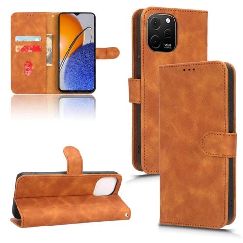 Funda Flip Leather Magnetic para Huawei Nova Y61 Skin Feel (Marrón)