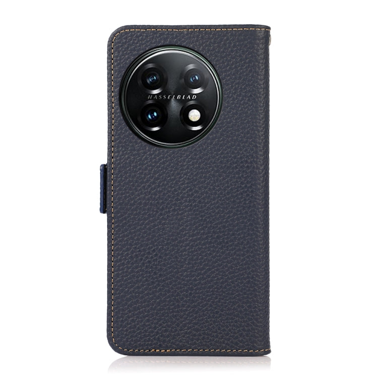 Funda para OnePlus 11 Khazneh Side-Magnetic Litchi Cuero Genuino Rfid (Azul)