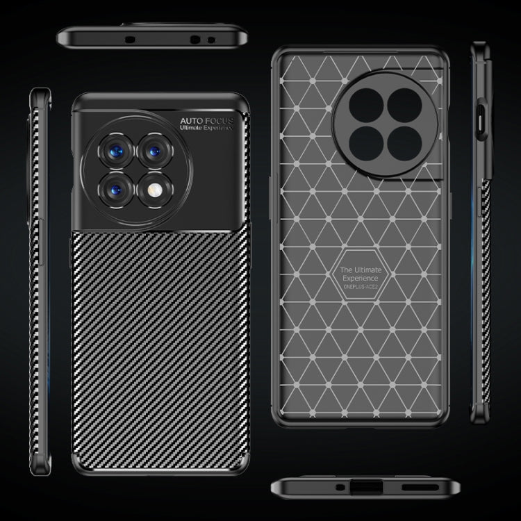 Funda de Teléfono TPU para OnePlus Ace 2 5G / 11R con Textura de Fibra de Carbono a Prueba de Golpes (Negro)