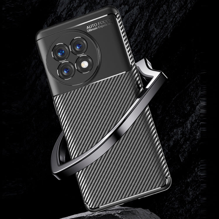 Funda de Teléfono TPU para OnePlus Ace 2 5G / 11R con Textura de Fibra de Carbono a Prueba de Golpes (Negro)