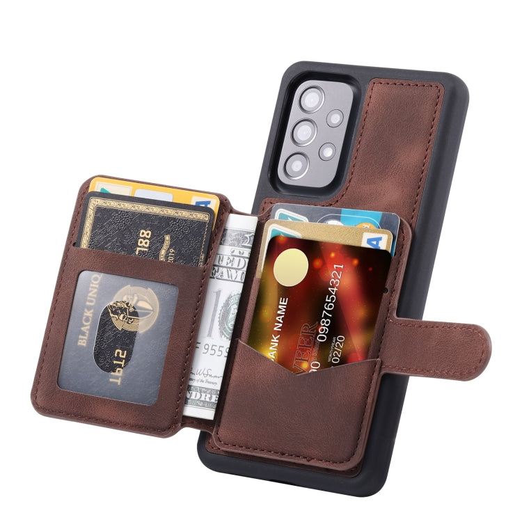Para Samsung Galaxy A13 4G / 5G Skin Feel Dream Cepillo antirrobo a prueba de golpes Estuche portátil para tarjeta de piel (café)