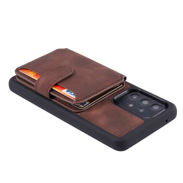 Para Samsung Galaxy A13 4G / 5G Skin Feel Dream Cepillo antirrobo a prueba de golpes Estuche portátil para tarjeta de piel (café)