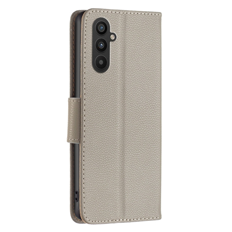 Para Samsung Galaxy A24 4G Litchi Texture Pure Color Leather Phone Case (Gris)